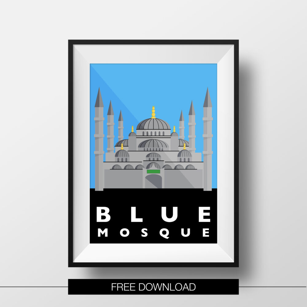 poster-istanbul-landmarks-blue-mosque-free-download