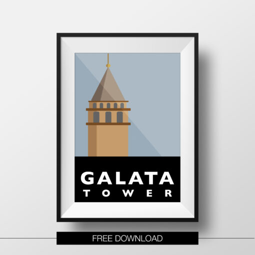 poster-istanbul-landmarks-galata-tower-free-download
