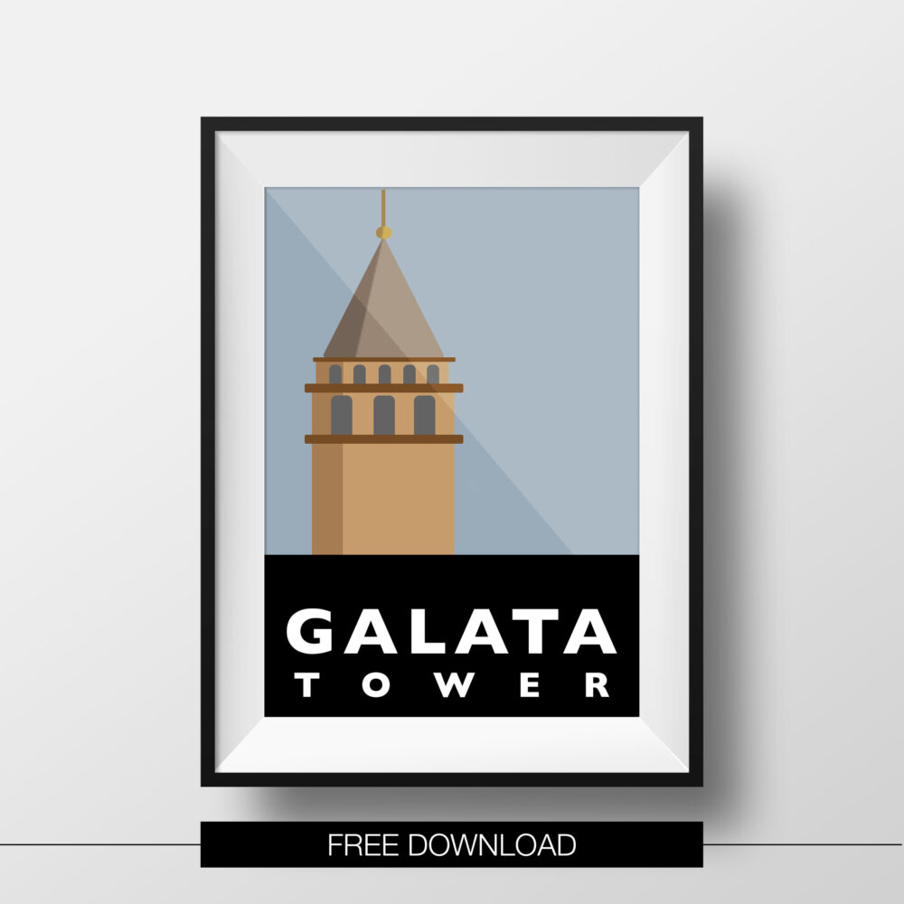 poster-istanbul-landmarks-galata-tower-free-download